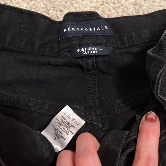 Aeropostale New Black Denim Shorts 90's High Rise Cut - Picture 3 of 4
